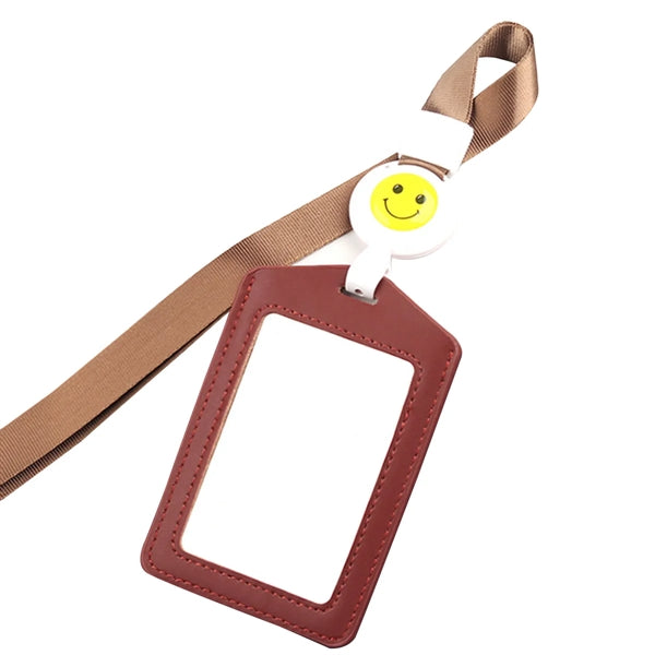 Genuine Leather Badge Holder with Telescopic Lanyard