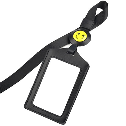 Genuine Leather Badge Holder with Telescopic Lanyard