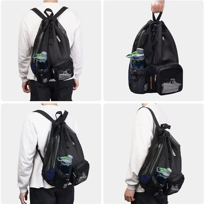 Mesh Drawstring Backpack with Wet Pocket