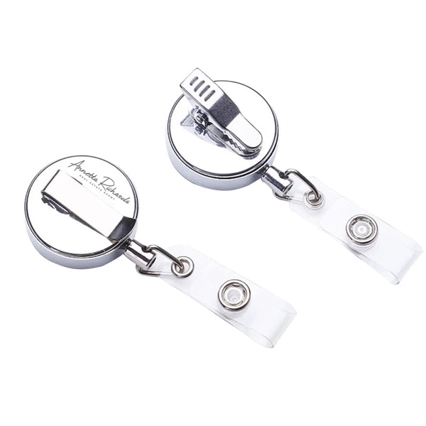 Metal Badge Reel With Retractable Swivel Alligator Clip