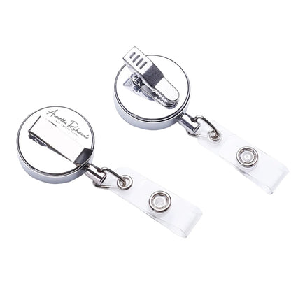 Metal Badge Reel With Retractable Swivel Alligator Clip