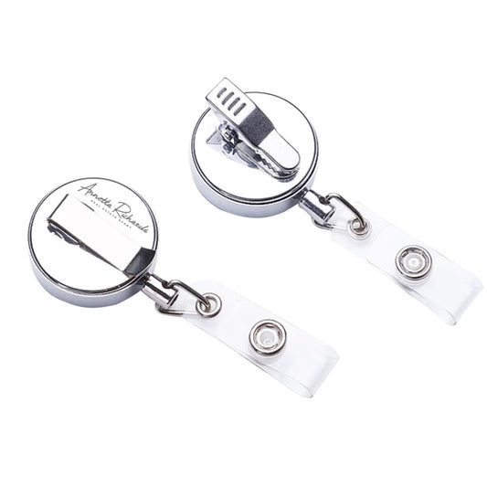 Metal Badge Reel With Retractable Swivel Alligator Clip