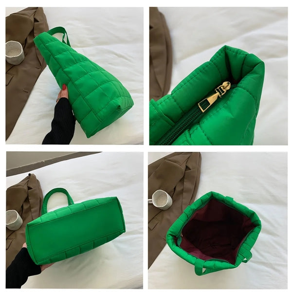Women Large Quilted Puffer Down Cotton Winter Tote Bag