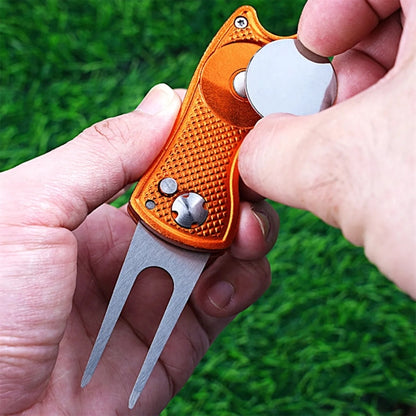 Metal Foldable Golf Divot Repair Tool w/Ball Marker