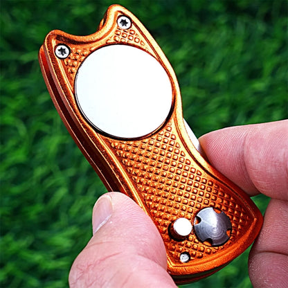 Metal Foldable Golf Divot Repair Tool w/Ball Marker