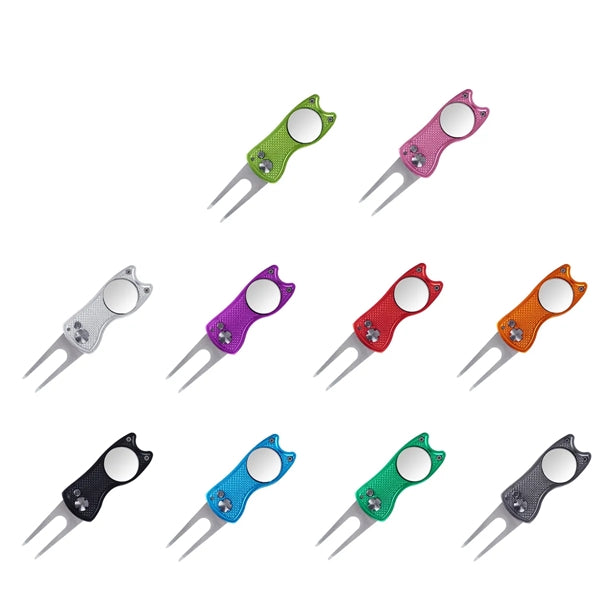 Metal Foldable Golf Divot Repair Tool w/Ball Marker