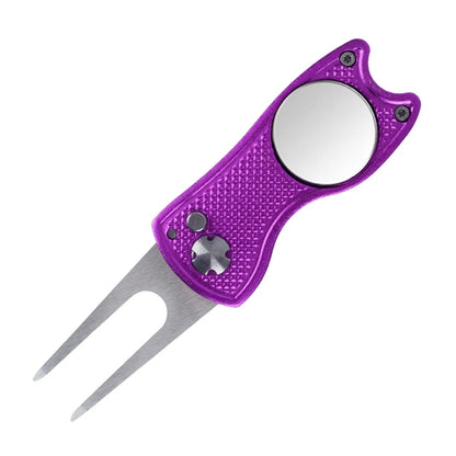 Metal Foldable Golf Divot Repair Tool w/Ball Marker