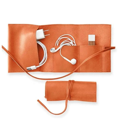 Traveling Leather Cord Organizer Wrap Holder