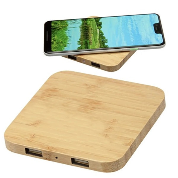 Bamboo 5W Wireless Charger with Dual USB Ports