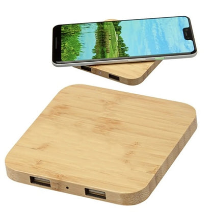 Bamboo 5W Wireless Charger with Dual USB Ports