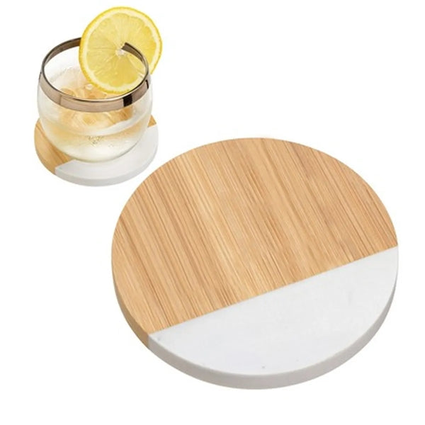 Renewable Bamboo/Marble Circular Coaster
