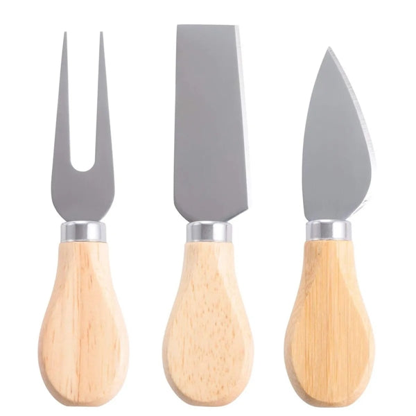 Round Mini Bamboo Cheese Board Knife Set