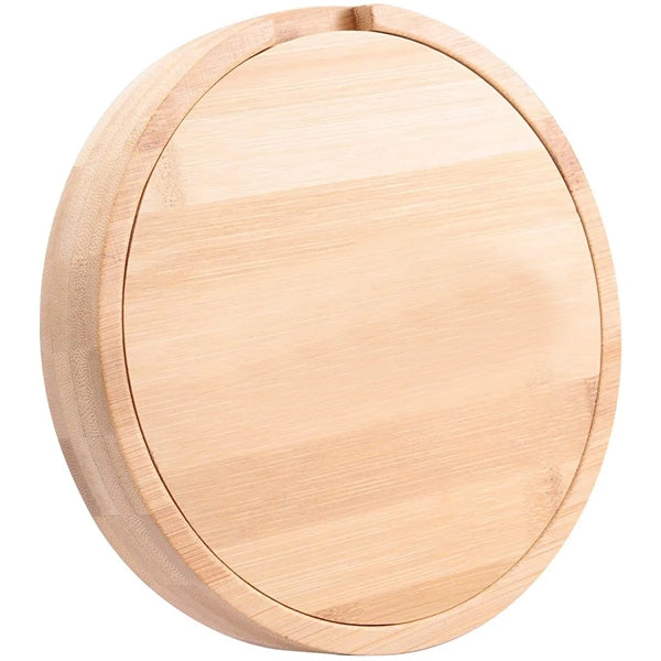 Round Mini Bamboo Cheese Board Knife Set
