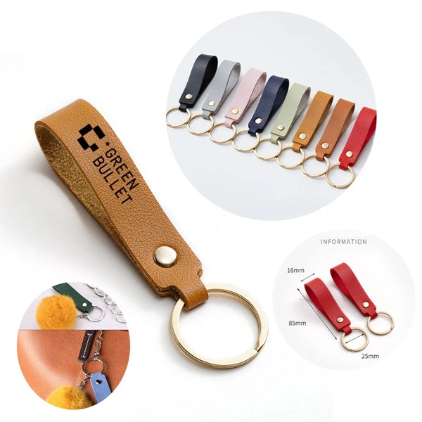 PU Circle Keyring Decoration Key Holder Lanyard Strap