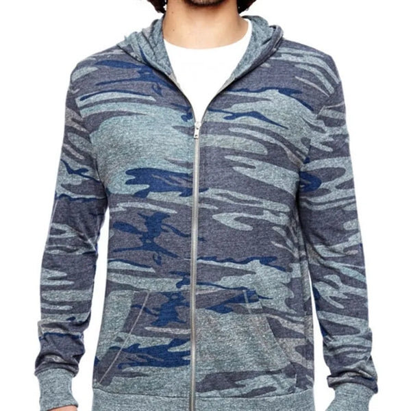 Alternative Mens Eco Long-Sleeve Printed Zip Hoodie