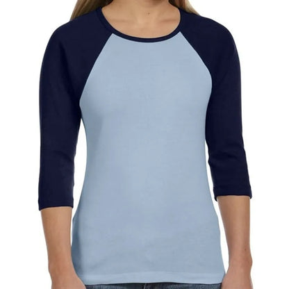 Bella Ladies Stretch Rib 3/4-Sleeve Contrast Raglan T-Shirt