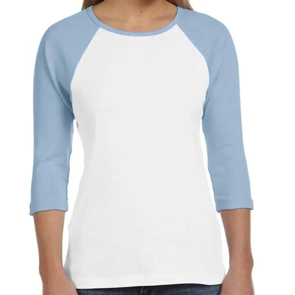 Bella Ladies Stretch Rib 3/4-Sleeve Contrast Raglan T-Shirt
