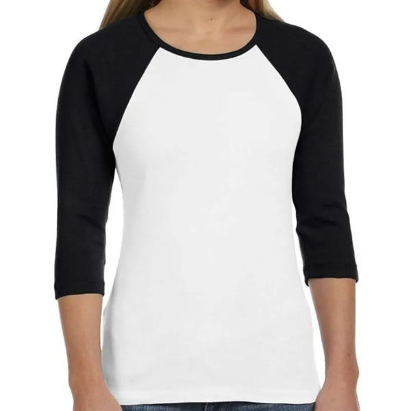 Bella Ladies Stretch Rib 3/4-Sleeve Contrast Raglan T-Shirt