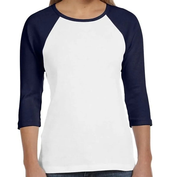 Bella Ladies Stretch Rib 3/4-Sleeve Contrast Raglan T-Shirt