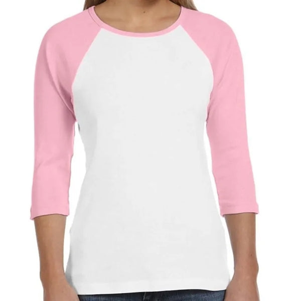 Bella Ladies Stretch Rib 3/4-Sleeve Contrast Raglan T-Shirt