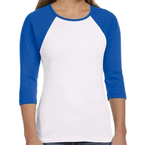 Bella Ladies Stretch Rib 3/4-Sleeve Contrast Raglan T-Shirt