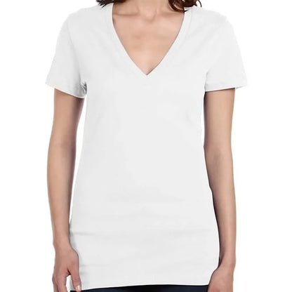 Bella Ladies Jersey Short-Sleeve Deep V-Neck T-Shirt