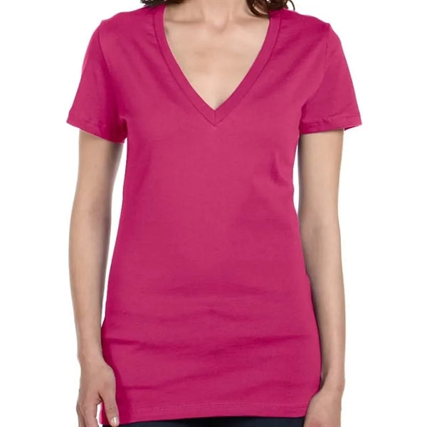 Bella Ladies Jersey Short-Sleeve Deep V-Neck T-Shirt