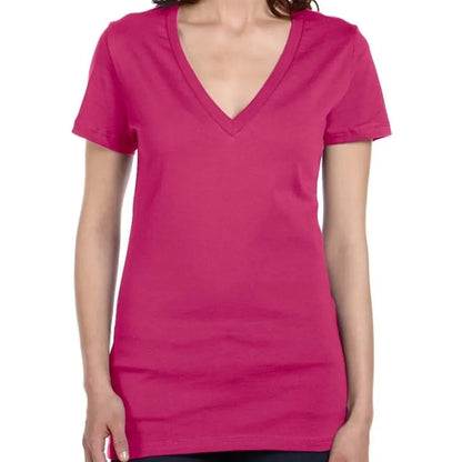 Bella Ladies Jersey Short-Sleeve Deep V-Neck T-Shirt