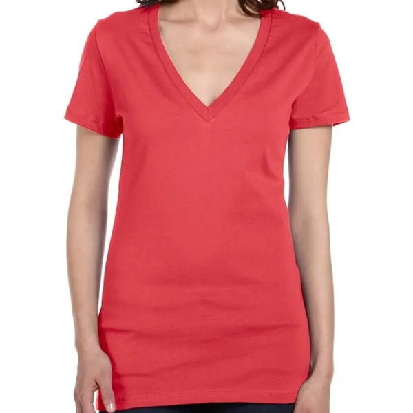 Bella Ladies Jersey Short-Sleeve Deep V-Neck T-Shirt