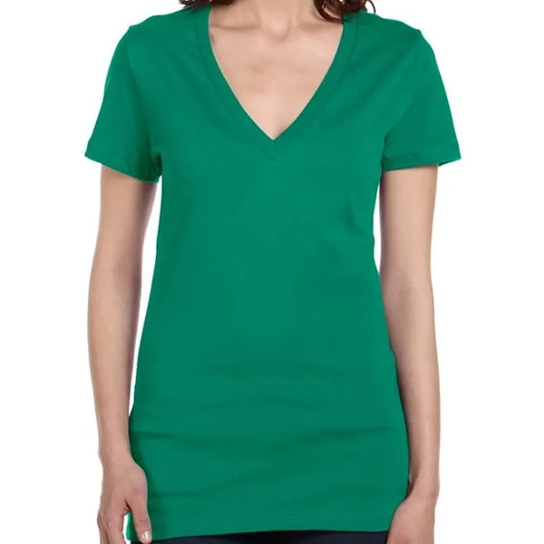 Bella Ladies Jersey Short-Sleeve Deep V-Neck T-Shirt