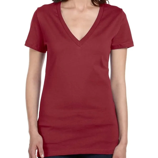 Bella Ladies Jersey Short-Sleeve Deep V-Neck T-Shirt