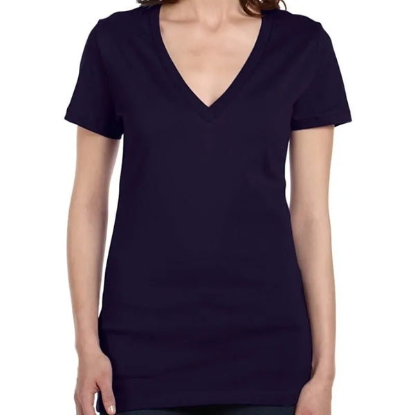 Bella Ladies Jersey Short-Sleeve Deep V-Neck T-Shirt