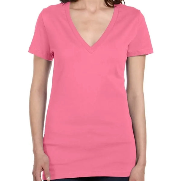 Bella Ladies Jersey Short-Sleeve Deep V-Neck T-Shirt