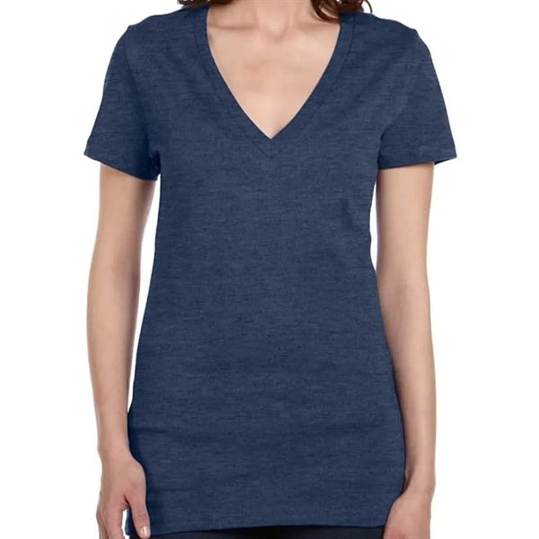 Bella Ladies Jersey Short-Sleeve Deep V-Neck T-Shirt