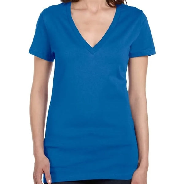 Bella Ladies Jersey Short-Sleeve Deep V-Neck T-Shirt