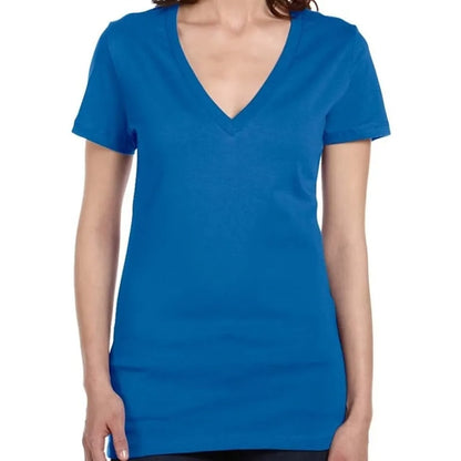 Bella Ladies Jersey Short-Sleeve Deep V-Neck T-Shirt