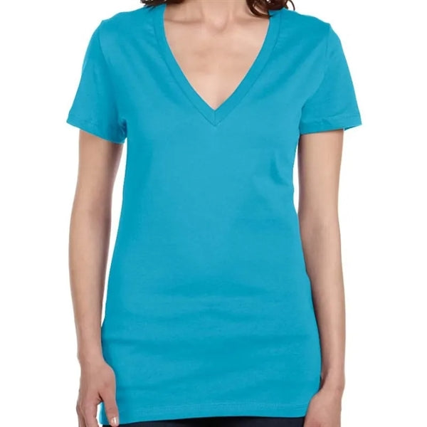 Bella Ladies Jersey Short-Sleeve Deep V-Neck T-Shirt