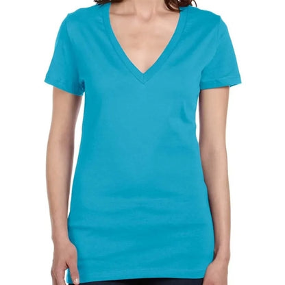 Bella Ladies Jersey Short-Sleeve Deep V-Neck T-Shirt