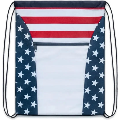 Custom American Flag Drawstring Tote Bags