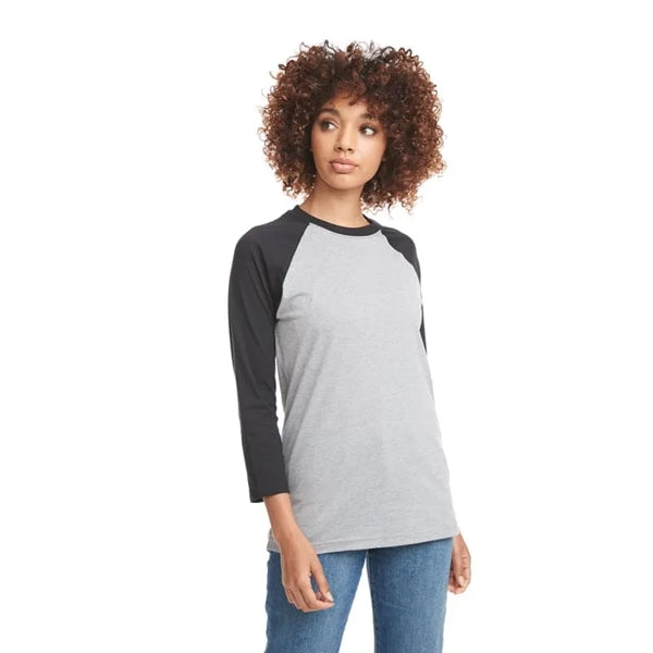 Next Level Apparel Unisex CVC 3/4 Sleeve Raglan Baseball ...