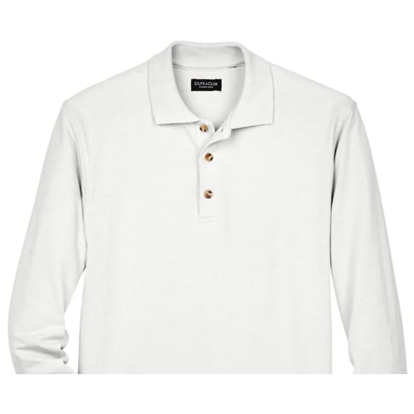 UltraClub Adult Long-Sleeve Classic Pique Polo