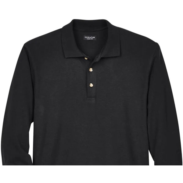 UltraClub Adult Long-Sleeve Classic Pique Polo