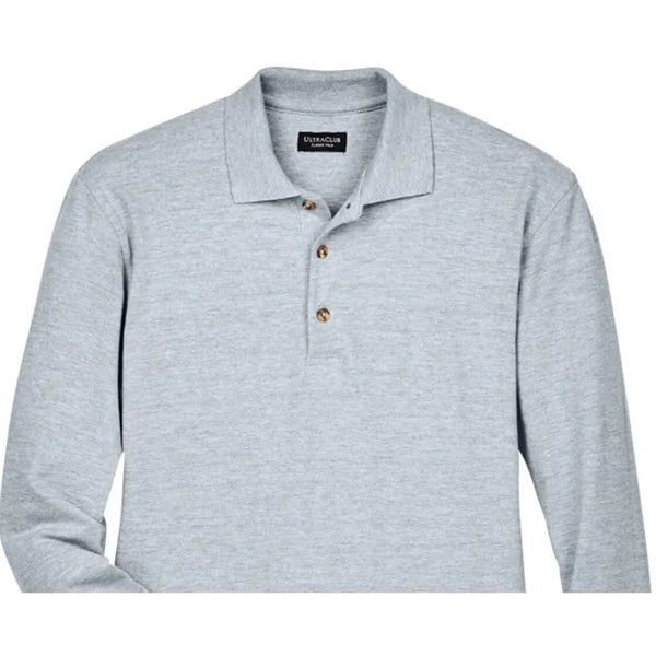 UltraClub Adult Long-Sleeve Classic Pique Polo