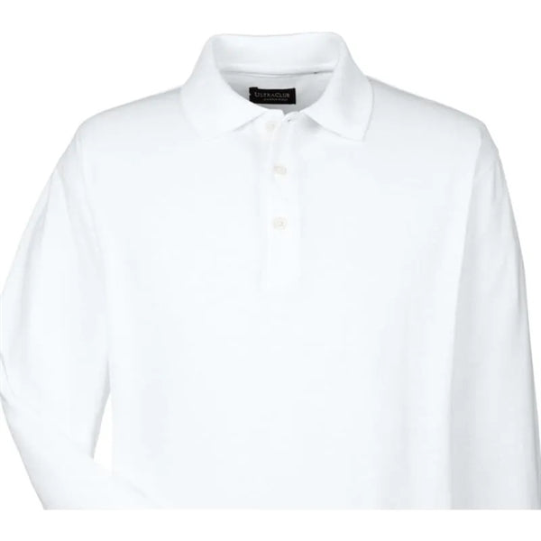 UltraClub Adult Long-Sleeve Whisper Pique Polo