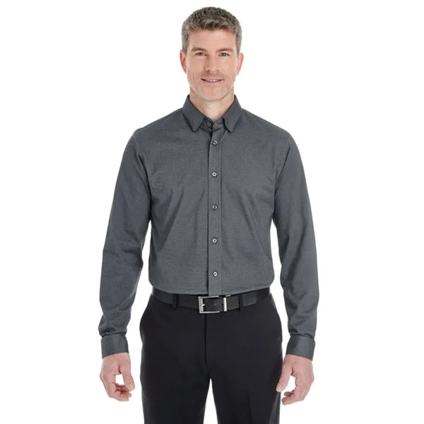 Devon & Jones Men's Central Cotton Blend Melange Button-Down