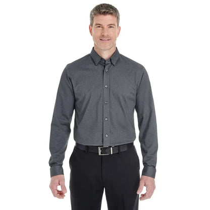 Devon & Jones Men's Central Cotton Blend Melange Button-Down