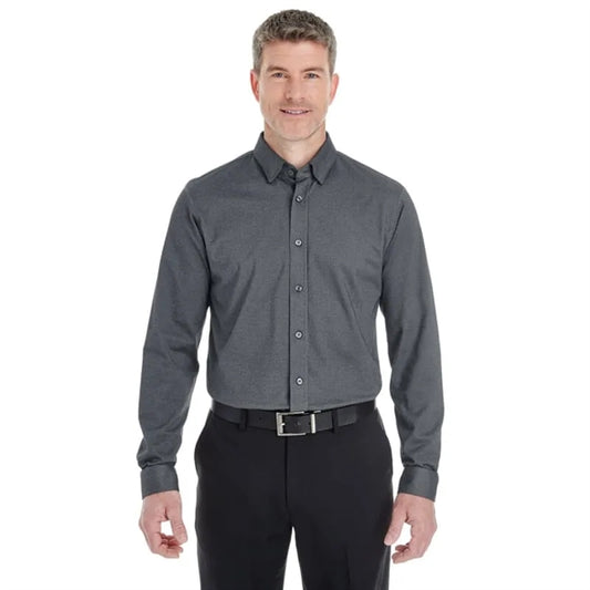 Devon & Jones Men's Central Cotton Blend Melange Button-Down