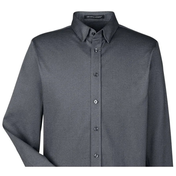 Devon & Jones Men's Central Cotton Blend Melange Button-Down