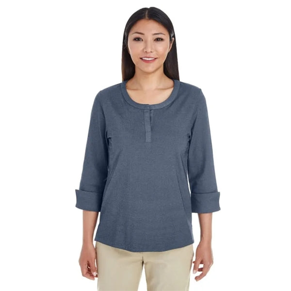 Devon & Jones Ladies' Central Cotton Blend Melange Knit Top