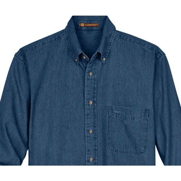Harriton Men's Tall 6.5 Oz. Long-Sleeve Denim Shirt
